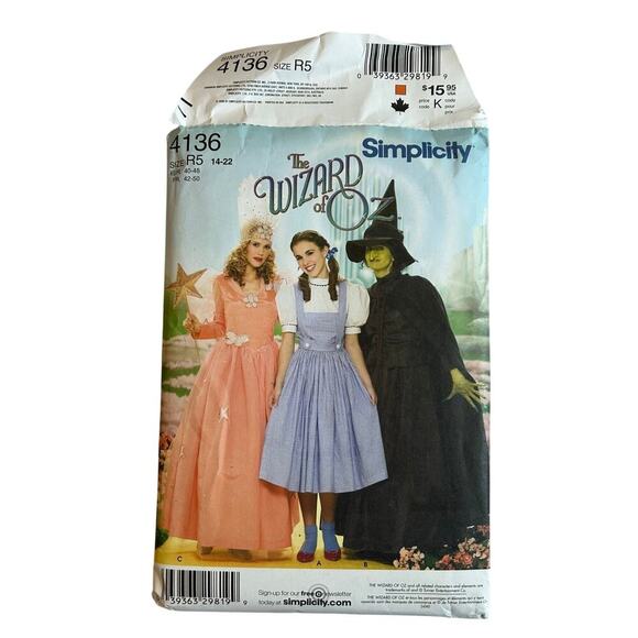 Simplicity Other - 2006 Simplicity Sewing Pattern Costumes Wizard of Oz Dorothy Witch Wicked Movie